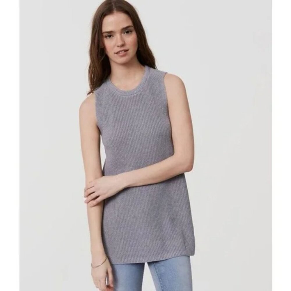 LOFT Sleeveless Tunic Side Slit Sweater L